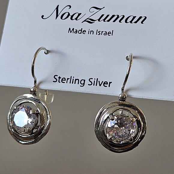 Noa Zuman Made in Israel Sterling Silver Zirconia Earrings - Picture 5 of 13